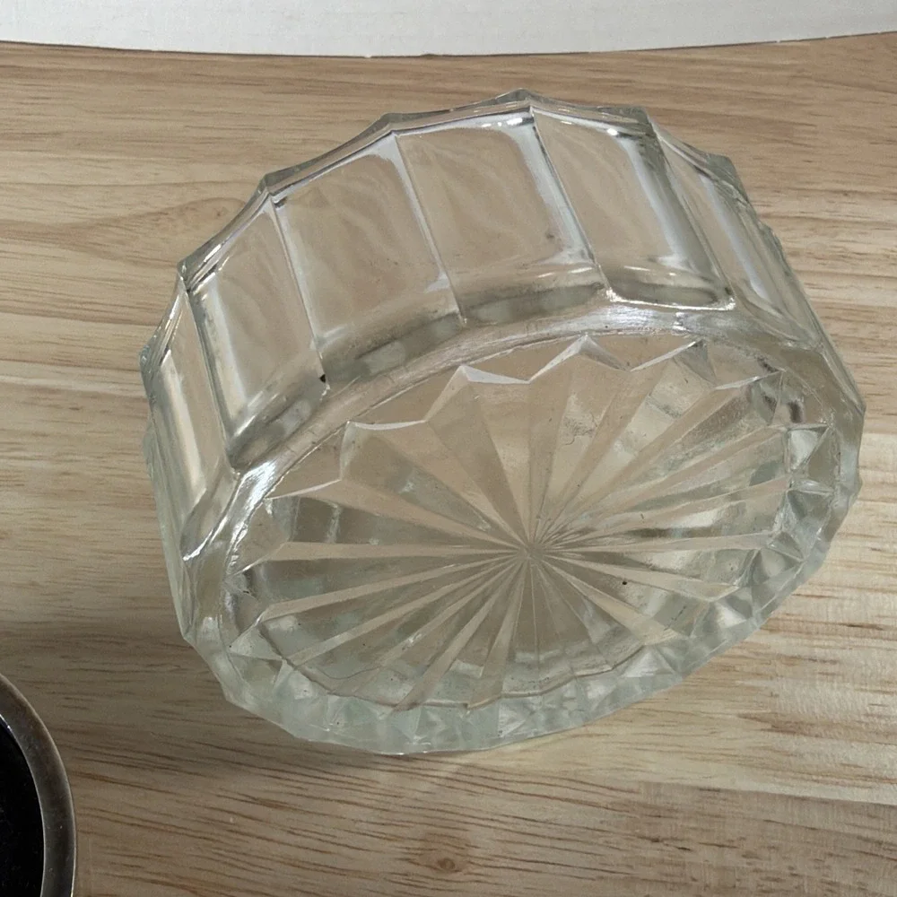 Vintage Godinger Glass Trinket Box with Silver Plated Lid Vanity Powder Jar